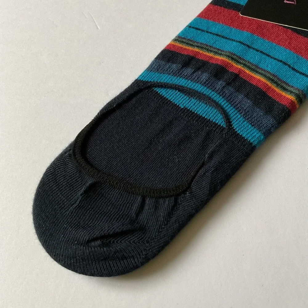 BUGATCHI MENS COTTON LINER SOCKS  BLUE MULTI-COLOR STRIPE OS NWT